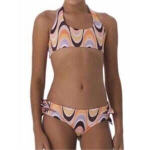 NEW SUBMARINE girls' swirl bikini in multicolor